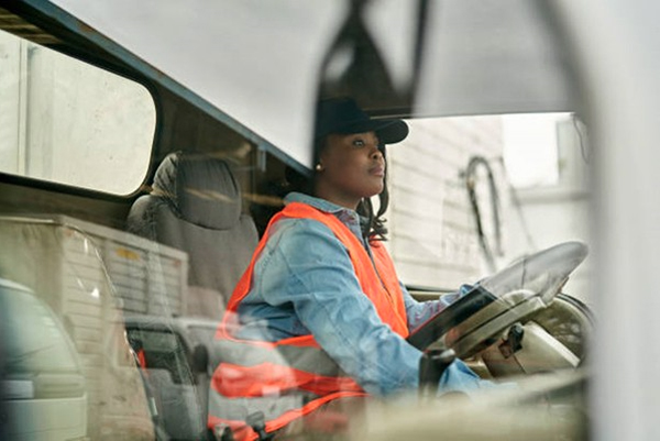 Women driving big rig